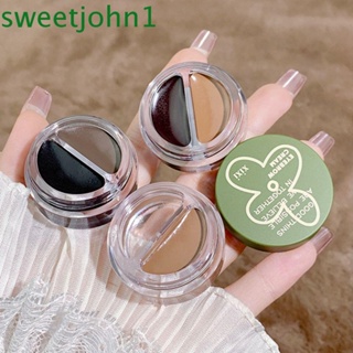 Sweetjohn 2 in 1 ครีมเขียนคิ้ว พร้อมแปรง เจลเขียนคิ้ว 3D สีน้ําตาล ครีมจัดแต่งทรงคิ้วป่า กันเหงื่อ อายไลเนอร์อเนกประสงค์ และดินสอเขียนคิ้ว ชุดแต่งหน้าตา