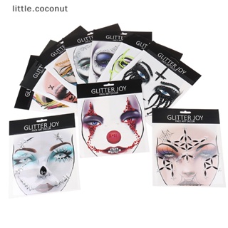 [little.coconut] สติกเกอร์รอยสักชั่วคราว รูปหัวกะโหลกฮาโลวีน DIY สําหรับแต่งหน้าคอสเพลย์