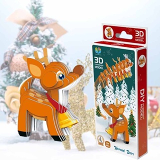 3D Cardboard Model Cute Cartoon Elk Paper Jigsaw Puzzles Kits