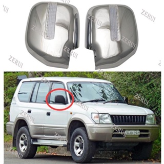 Zr ฝาครอบกระจกมองหลัง โครเมี่ยม พร้อมไฟ LED สําหรับ Toyota Land cruiser Prado FJ90 3400 Spoiler SUV ABS