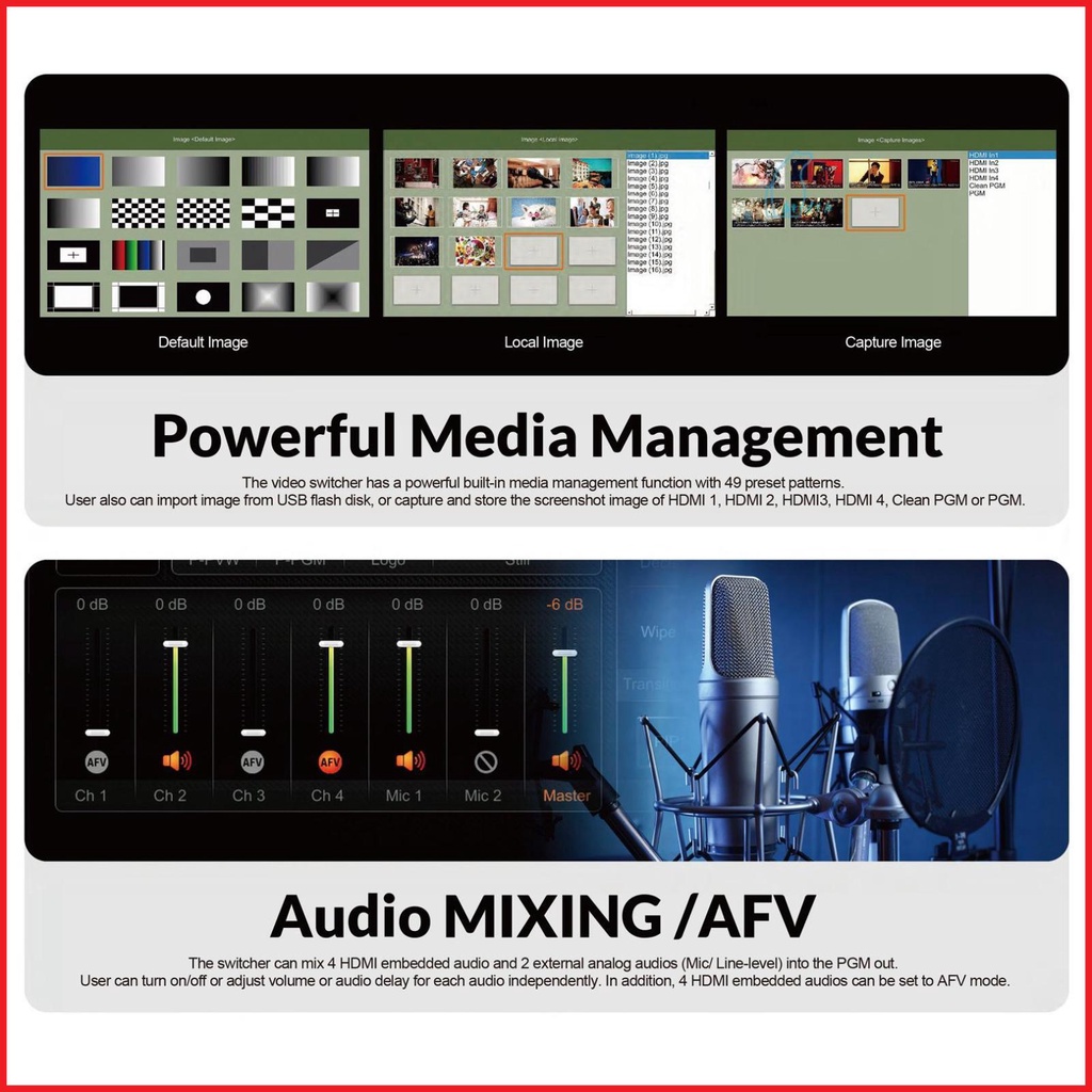 AVMATRIX HVSO402U Portable Multi-format Video Switcher 4-Channel HDMI Inputs HDMI USB Type-C Outputs