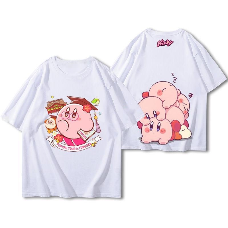 INS Kirby's Dream Game เสื้อยืดผ้าฝ้ายตรี Kirby น่ารัก ผู้ชายและผู้หญิงสวมเสื้อแขนสั้นได้ สี