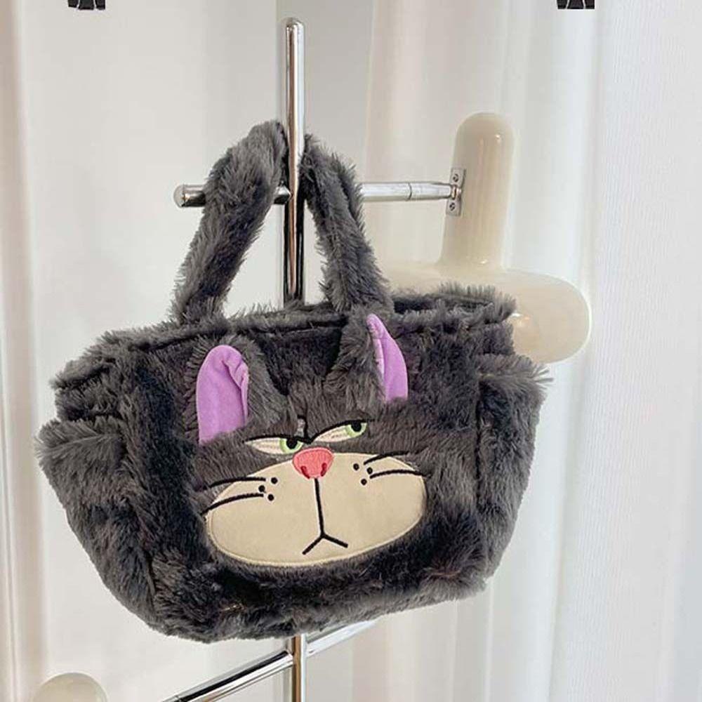 Fashionhubz กระเป๋าถือ Plush Stitch, Lucifer Cat การ์ตูน Tote Bag,น่ารักขนาดใหญ่ความจุถุงอาหารกลางวันแม่กระเป๋าสัตว์นาฬิกาข้อมือกระเป๋าเดินทาง