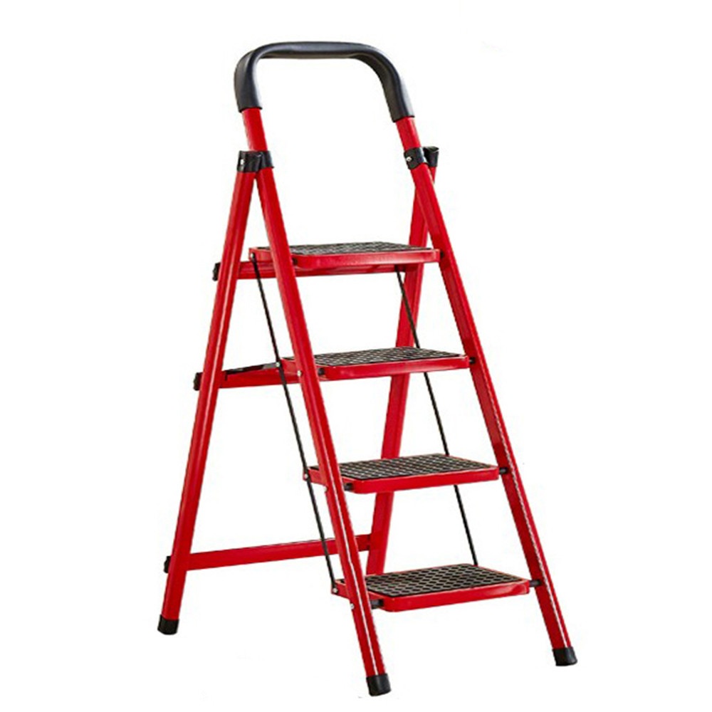 shophome468-HUMMER บันไดเหล็กมือจับ 4 ขั้น รุ่น LF007 สีแดง รับประกันของเเท้