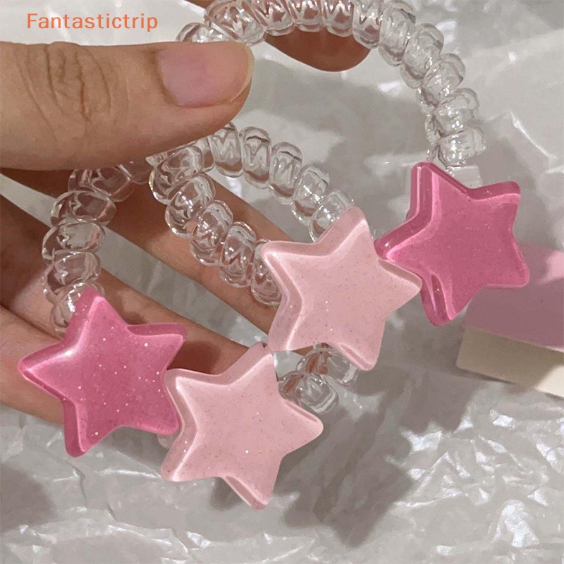 Fantastictrip ยางรัดผม ห้าแฉก ดาว ยืดหยุ่น พลาสติก ยางรัดผม สายโทรศัพท์ สครันชี่ เครื่องประดับผม ที่คาดผม แฟชั่น