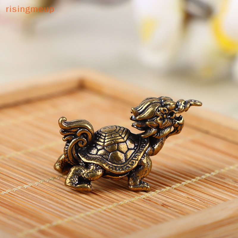 [risingmeup] 1 ชิ้น Retro ทองเหลือง Mythical Beast เต่ามังกร Body Figurines Miniatures Lucky สัตว์รูปปั้นเดสก์ท็อปเครื่องประดับตกแต่ง