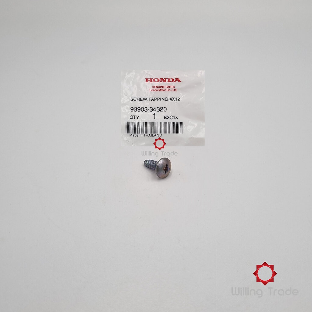 0667_HO. สกรูเกลียวปล่อย 4x12 (WX497) HONDA: (93903-34320): CLICK110, CLICK110-I, CLICK125-I, SCOOPY-I และรุ่นอื่น .....