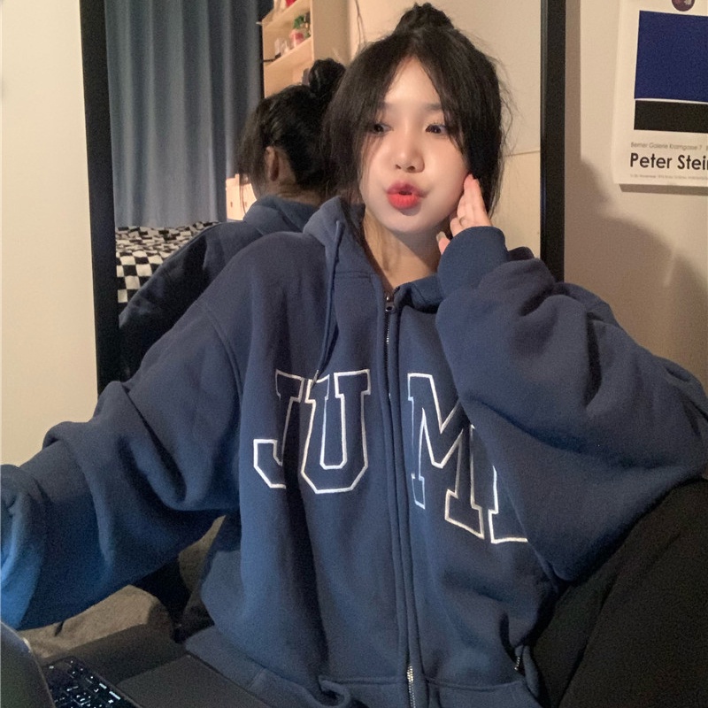 ส่งไวจากไทย SELLDA M-2XL เสื้อฮู้ด งานปัก แขนยาว เกาหลี โอเวอร์ไซส์ ผู้หญิง