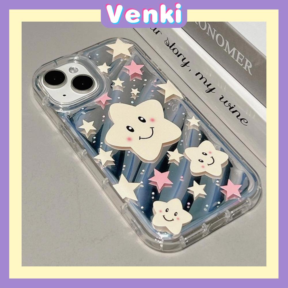 VENKI - เข้ากันได้สำหรับ เคสไอโฟน เคสไอโฟน11 เคส iphone 11 กรณีเลเซอร์สะท้อนแสงใสเคสโทรศัพท์ TPU Soft Case กันกระแทกน่ารักยิ้มดาวเข้ากันได้กับ iPhone 15 14 13 PRO MAX 12 PRO MAX XR XS MAX 7 8 PLUS