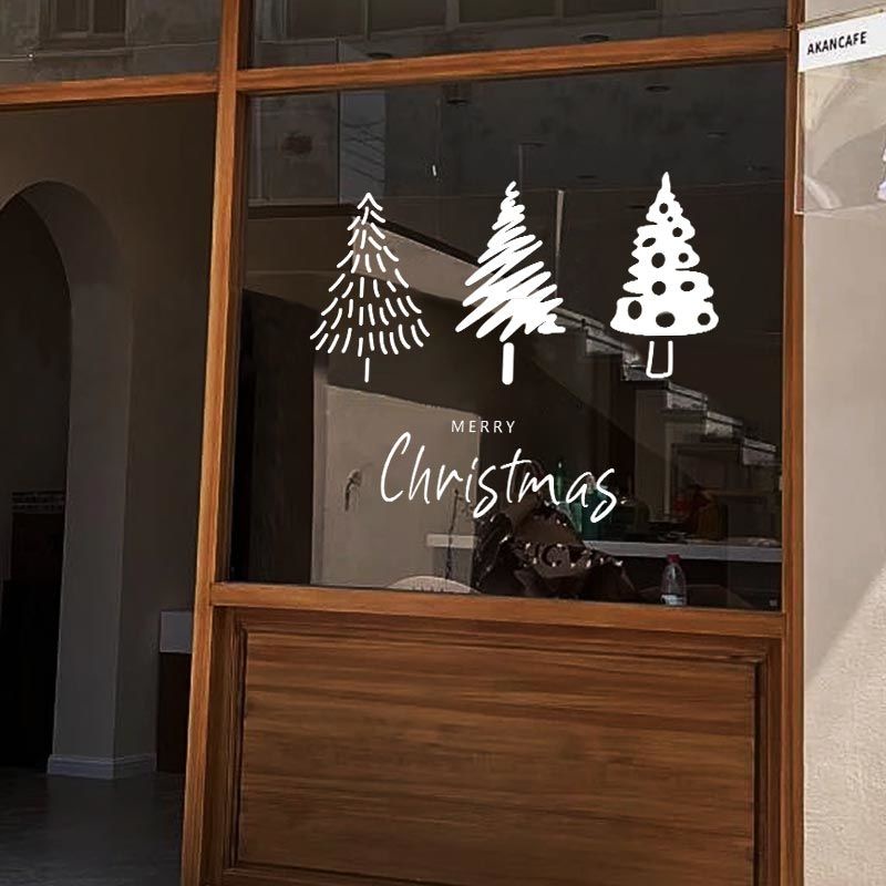 Christmas สติกเกอร์ ลายต้นคริสต์มาส สําหรับตกแต่งหน้าต่าง ประตู กระจก ร้านอาหาร ปีใหม่ ห้างสรรพสินค้า คาเฟ่