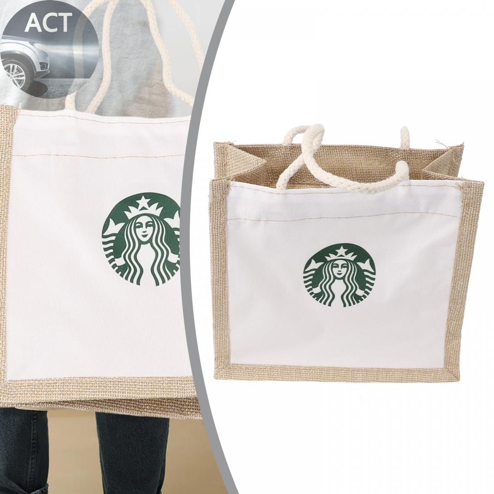 Starbucks กระเป๋าผ้าใบใส่กล่องอาหารกลางวัน ลาย Starbucks คุณภาพสูง