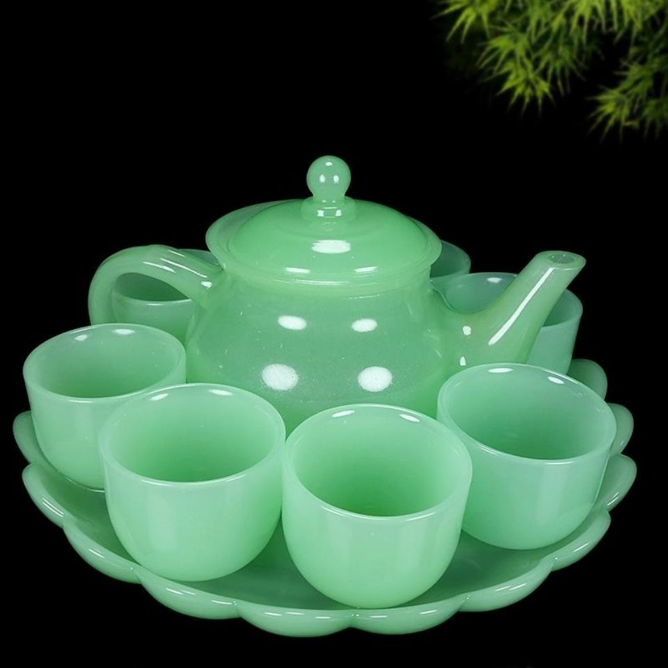 [พร้อมส่ง] ชุดกาน้ําชาหยกธรรมชาติ เพื่อสุขภาพ สไตล์จีน 2KXD