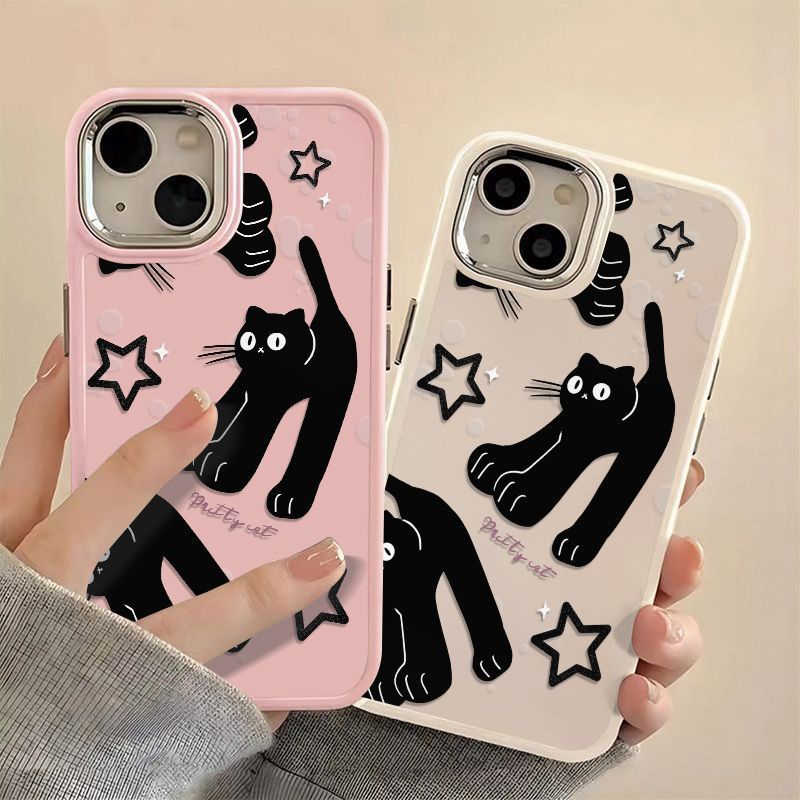 เคสโทรศัพท์มือถือ ผิวด้าน กันกระแทก ลายแมวดํา สําหรับ Apple Iphone 14promax 13 12 11 7 8p 15promax JTCK