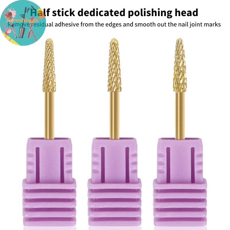 RENBG เล็บเจาะ Bits 3/32 รัสเซียเล็บเจาะ Bits Rotary Burr Cuticle Flame Tip เล็บอุปกรณ์เสริมเครื่องมือ Dead Skin ลบ TH