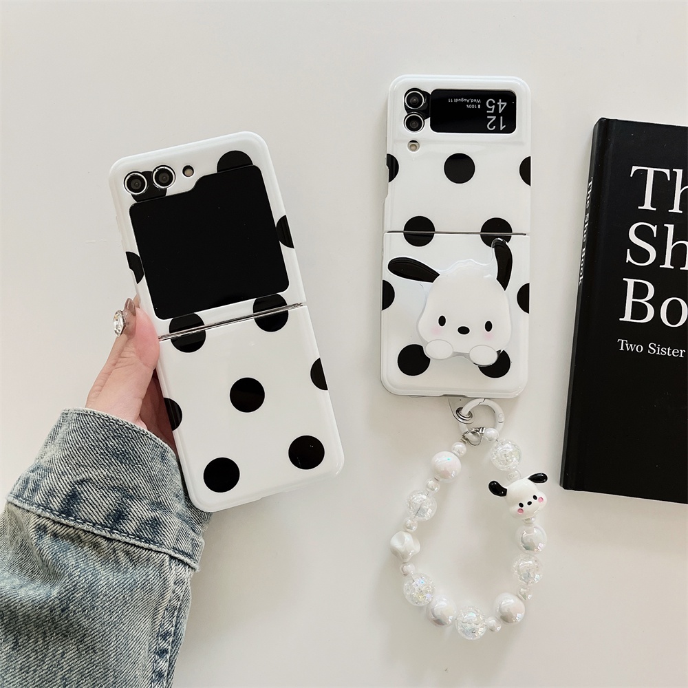 Samsung Z Flip6 5 5G Z Flip4 3 5G เคส IMD ใหม่สไตล์ Polka-dot Popsocket/จี้รวมทุกอย่างป้องกันความคิดสร้างสรรค์ปลอกสําหรับ Samsung Galaxy Z Flip Cover