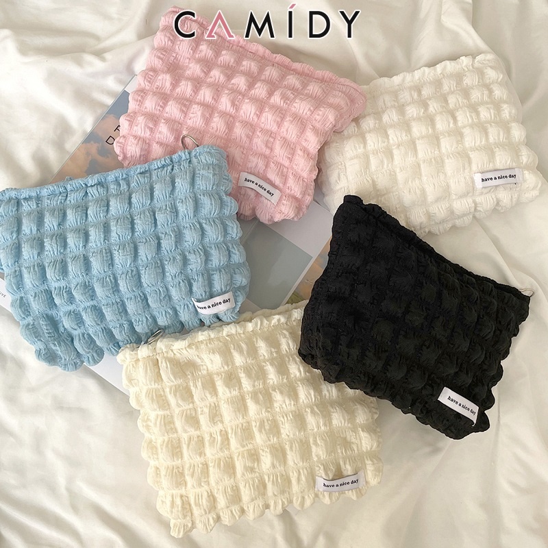 Camidy กระเป๋าเครื่องสําอาง กระเป๋าคลัทช์ แบบพกพา สีแคนดี้ สําหรับใส่ลิปสติก โทรศัพท์มือถือ
