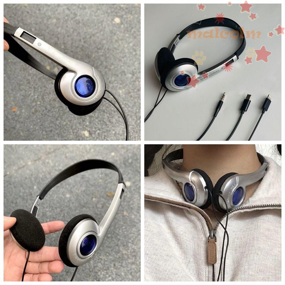 Malcolm ชุดหูฟังแบบมีสาย Type C Y2K สไตล์วินเทจ คลาสสิก สําหรับ CD Walkman Mp3