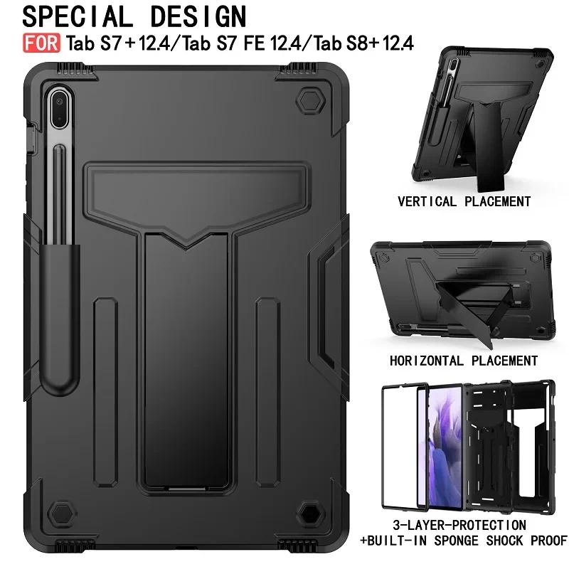 เคสแท็บเล็ตไฮบริด กันกระแทก พร้อมช่องใส่ปากกา สําหรับ Samsung Galaxy Tab S9 S8 11 Plus 12.4 S7 FE SM-T970 T870 T730 X700 X800