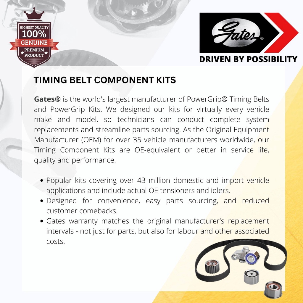 [ GATES OEM BELTS ] ชุดสายพานไทม์มิ่ง สายพานราวลิ้นพร้อมลูกรอก TCK-835N Toyota Hiace LH112-172 3L,5L ปี 1989-2004 - รูปที่ 2