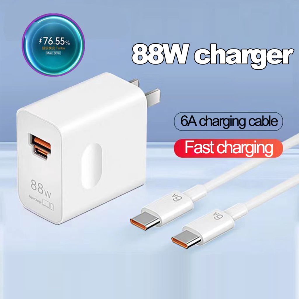 【พร้อมส่ง】 หัวเว่ย Huawei 88W Fast Charger USB-A/Type-C เส้นและหัว ชาร์จเร็ว พอร์ตชาร์จ C คู่ ชาร์จเร็ว