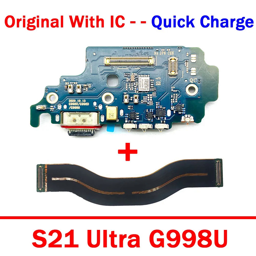 Original USB Board Charger แท ่ นชาร ์ จพอร ์ ตตัวเชื ่ อมต ่ อ Flex สําหรับ Samsung S20 FE 4G 5G S21 FE S21 G991B G991U S21 plus G996B G996U S21 ultra G998B เมนบอร ์ ดบอร ์ ดหลัก Flex