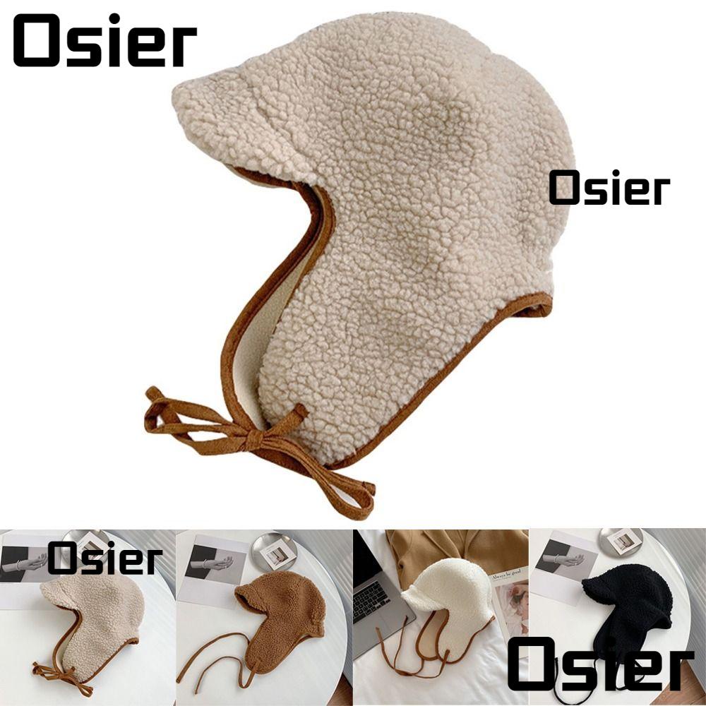 Osier1 หมวกแกะขนปุย แบบหนา กันลม ให้ความอบอุ่น แฟชั่น สําหรับเล่นสกี กลางแจ้ง