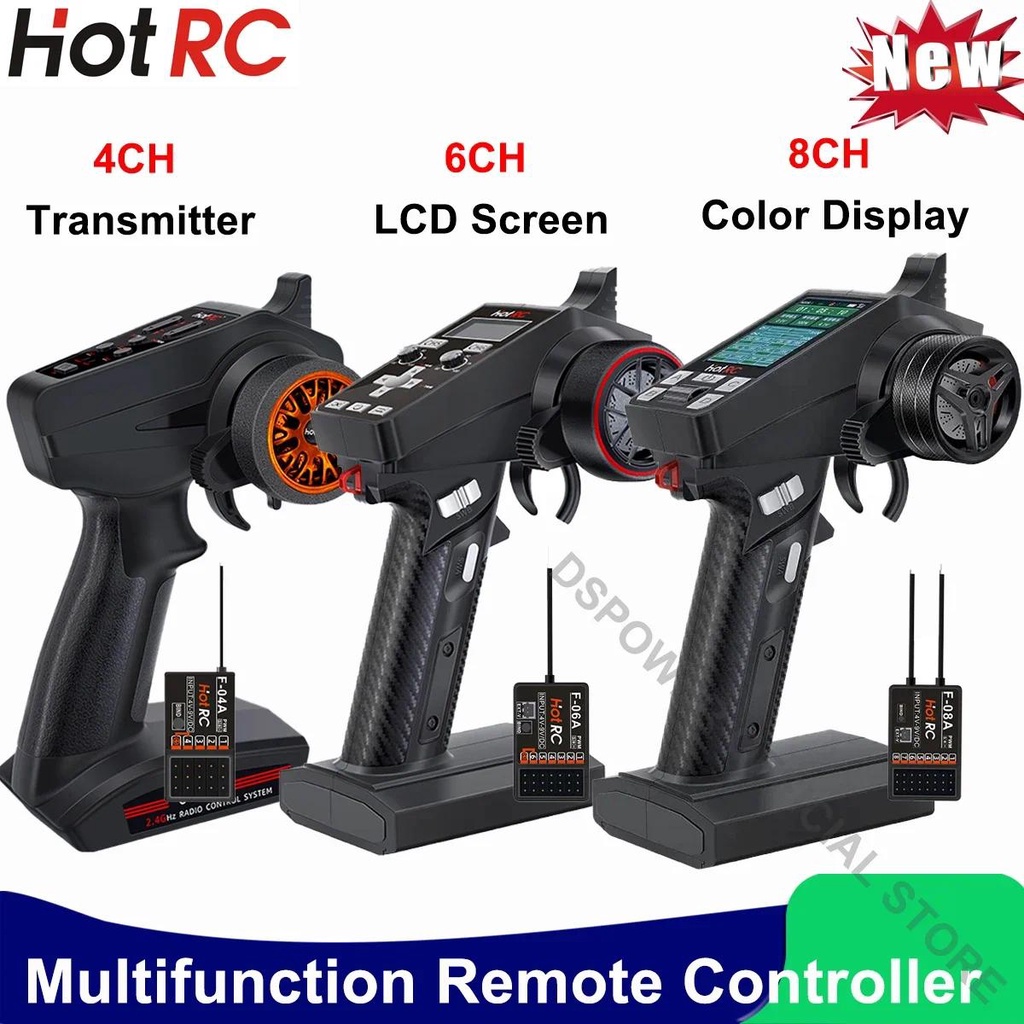 Hotrc CT8A CT6A CT4A 4CH 6CH 8CH รีโมตควบคุมส่งสัญญาณวิทยุ 2.4Ghz พร้อมตัวรับสัญญาณ F04A F06A F08A สําหรับเรือ รถไต่หินบังคับ