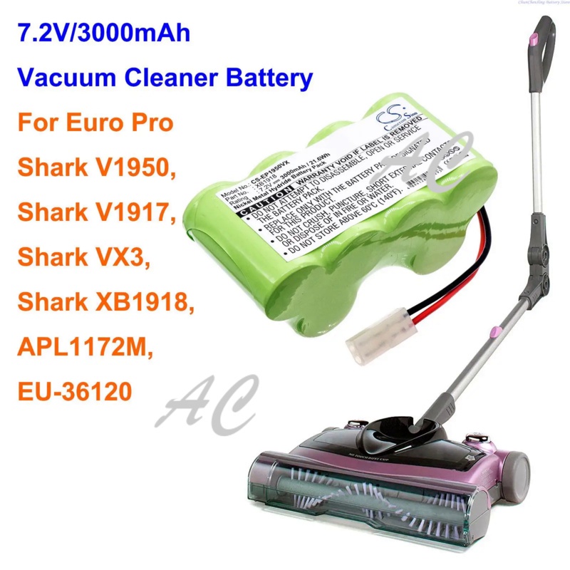 AC Cameron Sino 3000mAh Vacuum Cleaner Battery for Euro Pro APL1172M, EU-36120, Shark V1917, Shark V