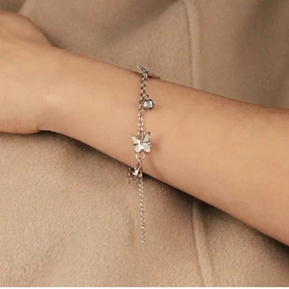สร้อยข้อมือ จี้กระดิ่งผีเสื้อ สามารถปรับได้ เหมาะกับของขวัญ สไตล์เกาหลี สําหรับผู้หญิง