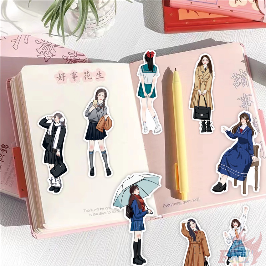 70Pcs/Set ❉ Preppy Style . Academy Uniform Girls Stickers ❉ DIY Fashion Decals Doodle Stickers