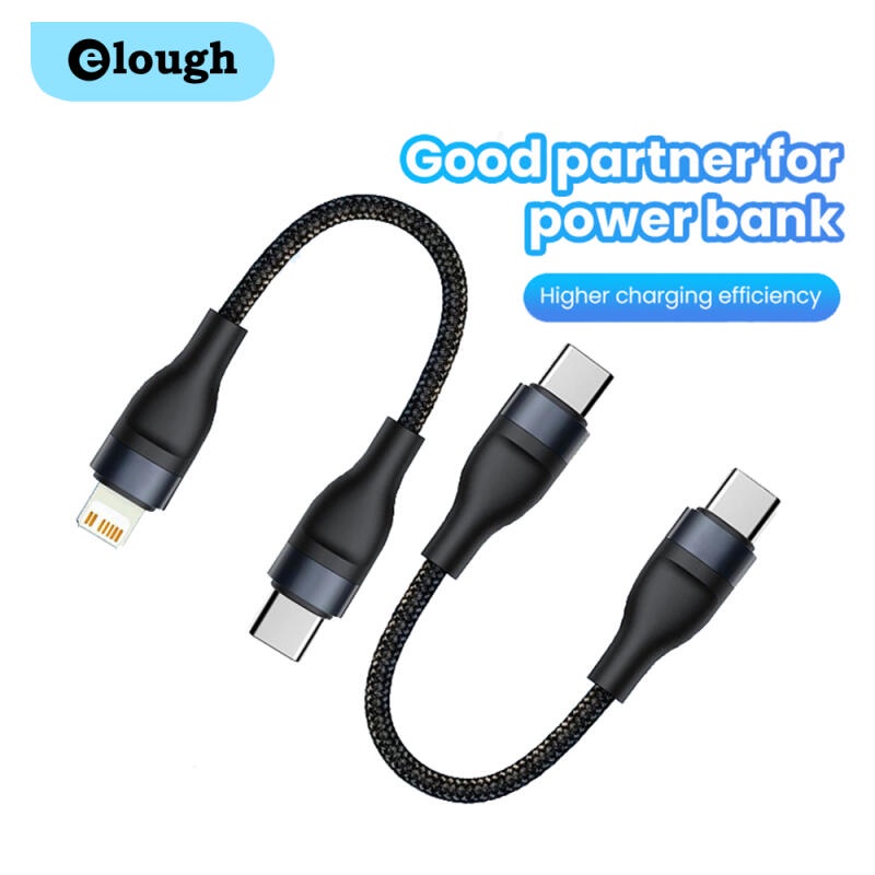 Elough สายชาร์จโทรศัพท์มือถือ USB C PD 0.25 เมตร สําหรับพาวเวอร์แบงค์ แล็ปท็อป