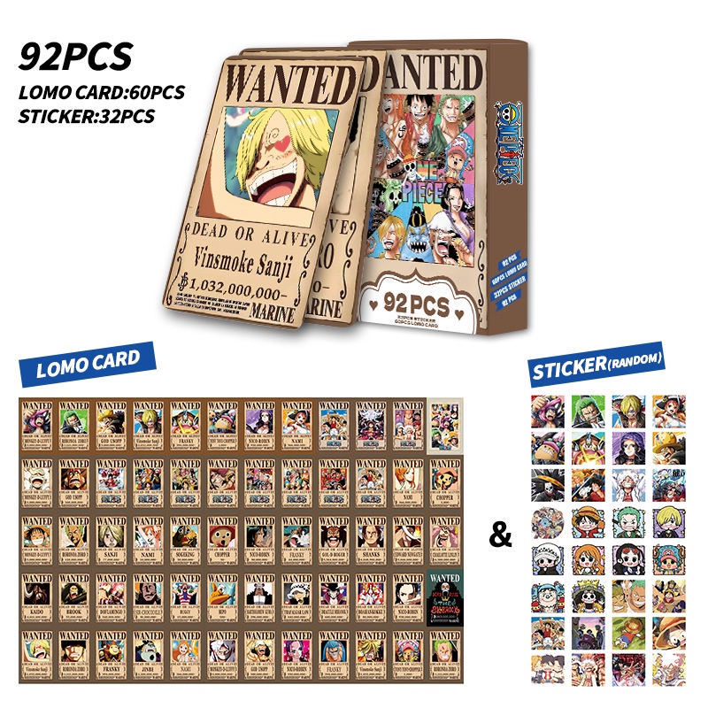 ONE PIECE Photocard Lomo Card Postcard Stickers 92pcs/box for Anime and Manga Fans