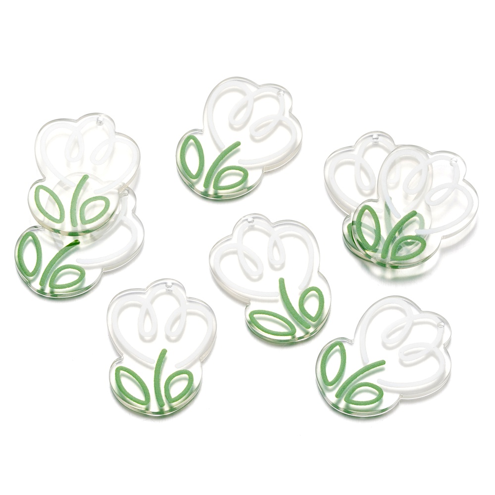 St. kunkk 5 ชิ้น ต่อถุง จี้อะคริลิค รูปดอกทิวลิป สําหรับทําเครื่องประดับ สร้อยคอ DIY - รูปที่ 5