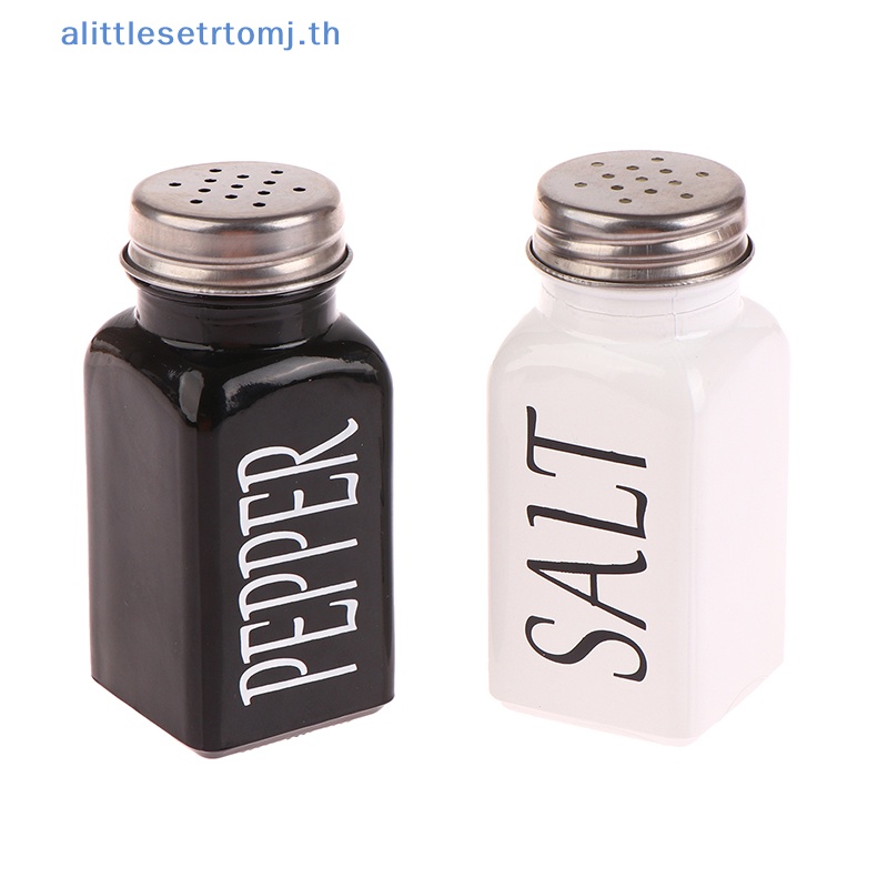 Alittlese กระปุกใส่เครื่องเทศ เกลือ พริกไทย แบบเติมได้ สีดํา และสีขาว สําหรับห้องครัว 1 ชิ้น