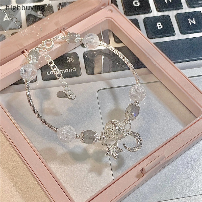 [highbuying] สวยหรู สีชมพู สร้อยข้อมือ สําหรับผู้หญิง น่ารัก ดาว ดวงจันทร์ สร้อยข้อมือ โซ่โลหะ ลูกปัด สร้อยข้อมือ น้องสาว แฟนสาว ของขวัญ ใหม่ พร้อมส่ง