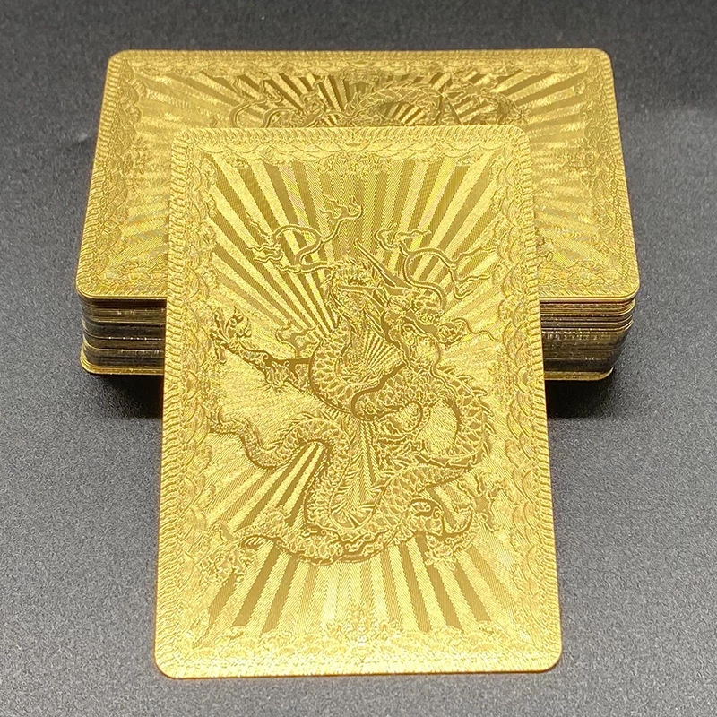 ((ของขวัญใหม่แฮปปี้) Local Tyrant Gold Poker 24K Gold ฟอยล์เล่นไพ่ Tik Tok การ์ดพลาสติกกันน้ํา PVC ล้างทําความสะอาดได้ 12.20