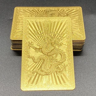 ((ของขวัญใหม่แฮปปี้) Local Tyrant Gold Poker 24K Gold ฟอยล์เล่นไพ่ Tik Tok การ์ดพลาสติกกันน้ํา PVC ล้างทําความสะอาดได้ 12.20
