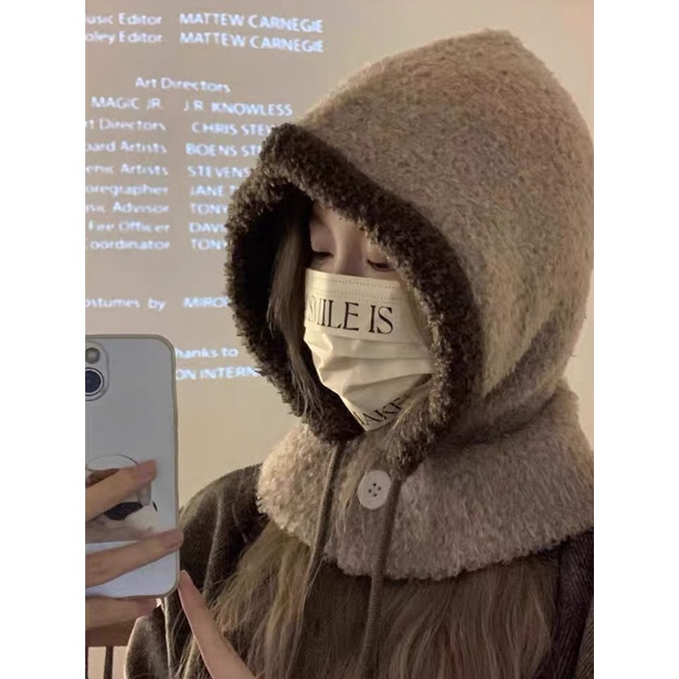 หมวกผ้ากันเปื้อน ป้องกันหู ให้ความอบอุ่น แฟชั่นฤดูหนาว สไตล์เกาหลี สําหรับผู้หญิง