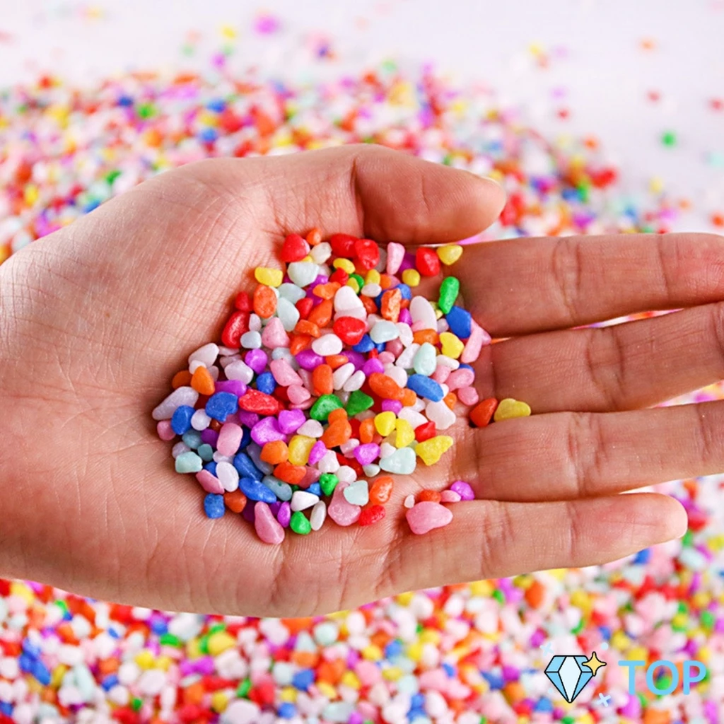 หินใส่ตู้ปลา สี หินโรยหน้าดิน ตกแต่งกระถางต้นไม้ ขนาดเล็ก สี 100g ต่อแพ็ค Colorful Stones thumbnail 9