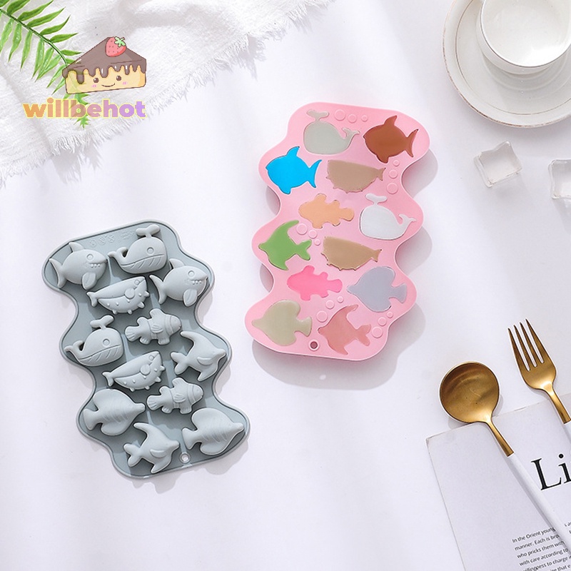 [WillbehotT] 12 Cavity 3D Marine Fish แม่พิมพ์ซิลิโคนช็อกโกแลตผสมสัตว์ Candy บิสกิต Jelly ทําตกแต่งเค้กเบเกอรี่เครื่องมือ DIY [ใหม่]