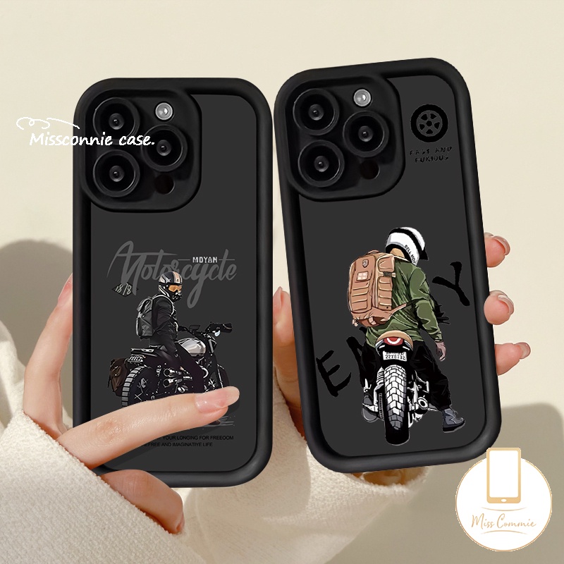 เคสโทรศัพท์มือถือ ลายเด็กผู้ชาย รถจักรยานยนต์น่ารัก แฟชั่น สําหรับ Redmi 13C 12 12C 10C 9C A1 9 10A 9T 9A A2 Note 8 9 12 10s 10 11 Pro Max Mi 12 11 Lite Poco M3 C55 X5 เคสนิ่ม รูปดวงตา