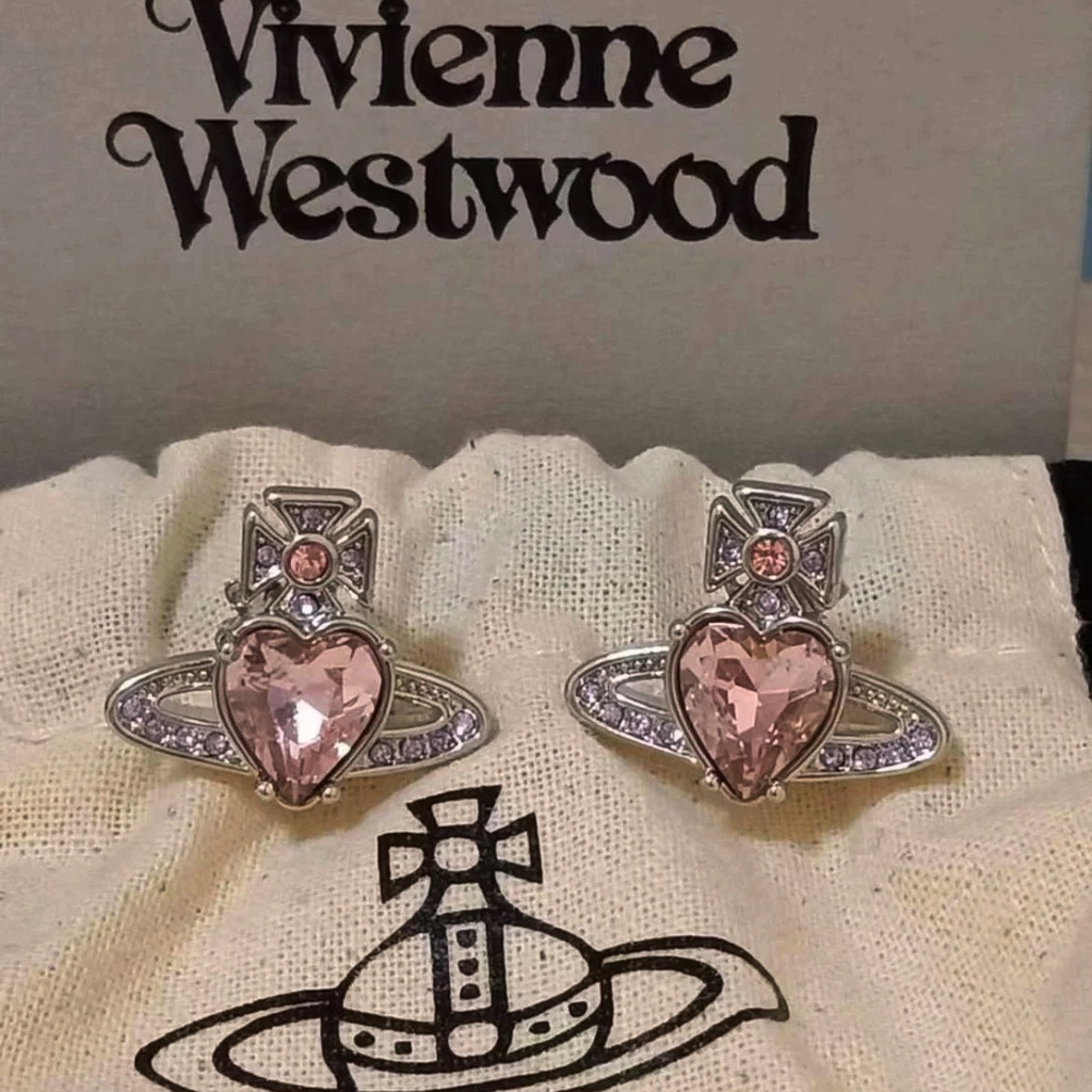 [Westwood] ต่างหูสตั๊ด เพทาย รูปหัวใจ ขนาดใหญ่ หรูหรา