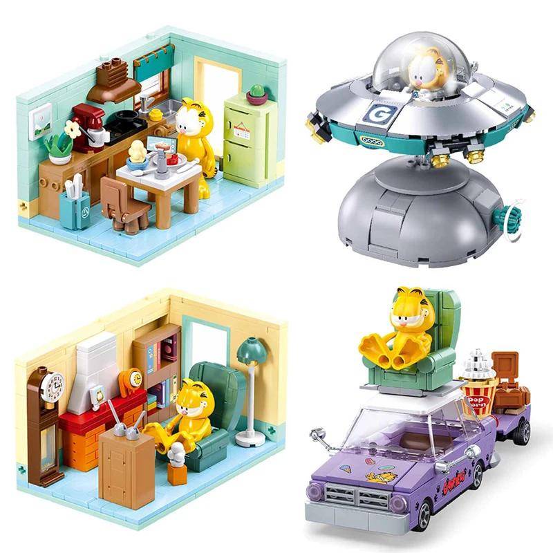 ฟิกเกอร์การ์ตูนแมว Garfield Car Blocks City Magic DIY ของเล่น ของขวัญคริสต์มาส สําหรับเด็ก