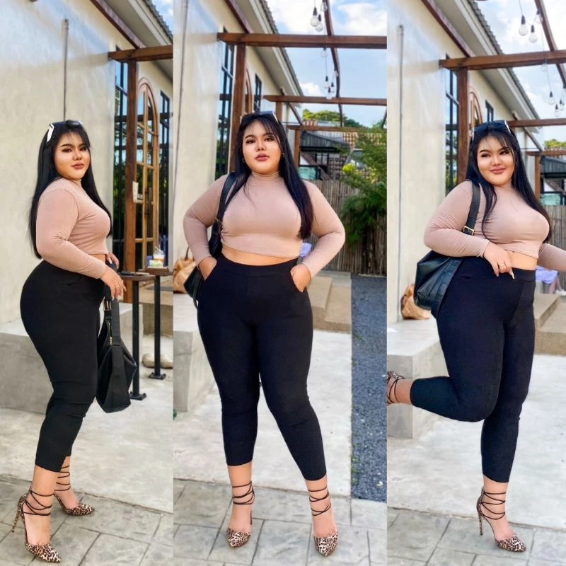 PLUSZILLA กางเกงทำงานคนอ้วน หนัก 45-120 KG กางเกงขายาวคนอ้วน สาวอวบ สาวอ้วน ใส่ได้สบาย เนื้อผ้าเป็นแบบยืด ยืดได้เยอะ