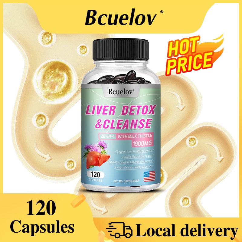 Bcuelov ผลิตภัณฑ์เสริมทําความสะอาดตับ ดีท็อกซ์ และซ่อมแซม - มีสารสกัดจากรากแดนดิไลออน เพื่อส่งเสริมสุขภาพตับ - ดีท็อกซ์ตับซิลีมารีน