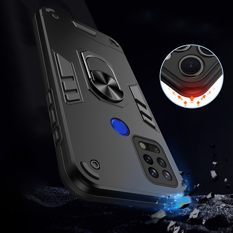 เคสเกราะไฮบริด กันกระแทก พร้อมแหวนขาตั้ง สําหรับ Tecno Pova LD7 LD7j