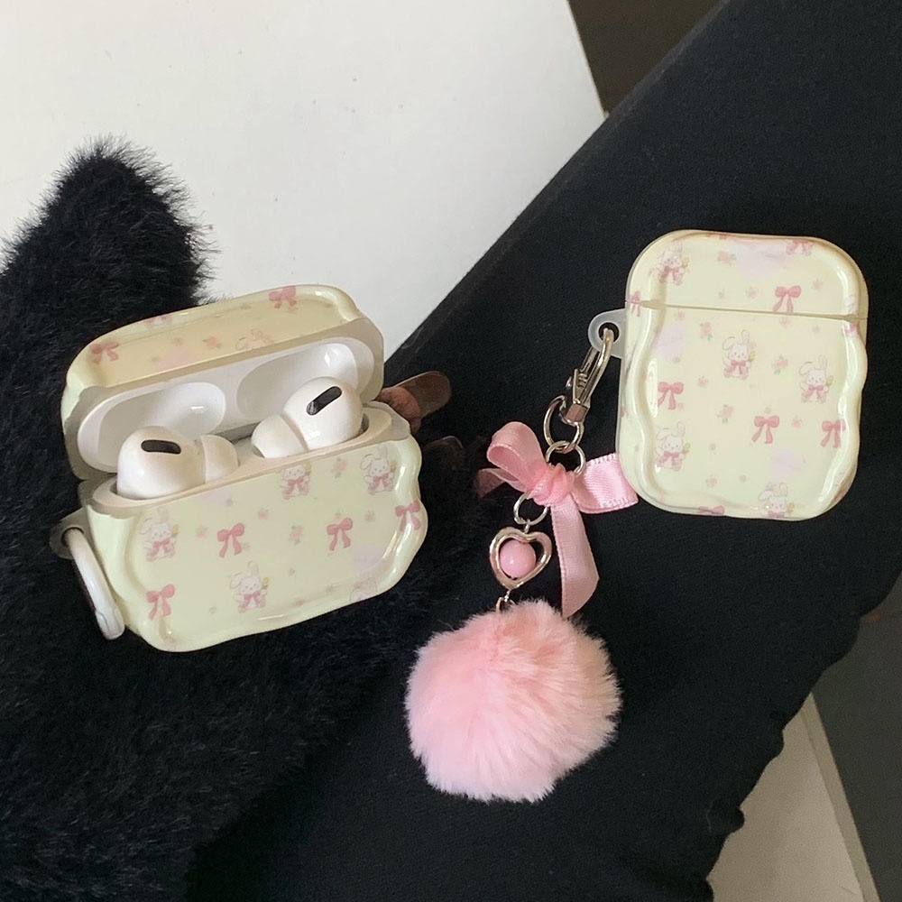 เคสหูฟัง จี้รูปกระต่าย ดอกไม้ สําหรับ AirPods Pro 2 AirPods 1 2 3