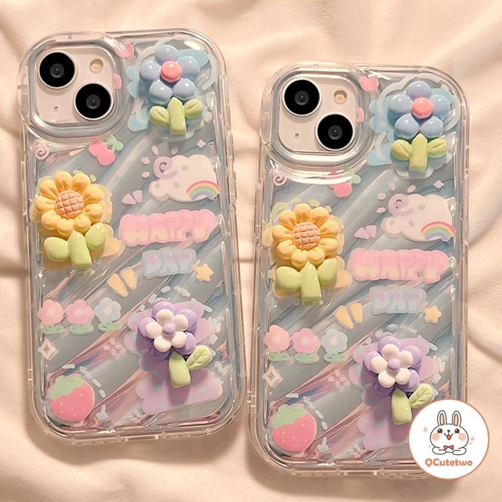 เคสโทรศัพท์มือถือแบบนิ่ม กันกระแทก ลายดอกไม้ 3D สําหรับ Iphone 11 Pro Max 14 15 12 13 Pro Max 7Plus 8Plus XR XS