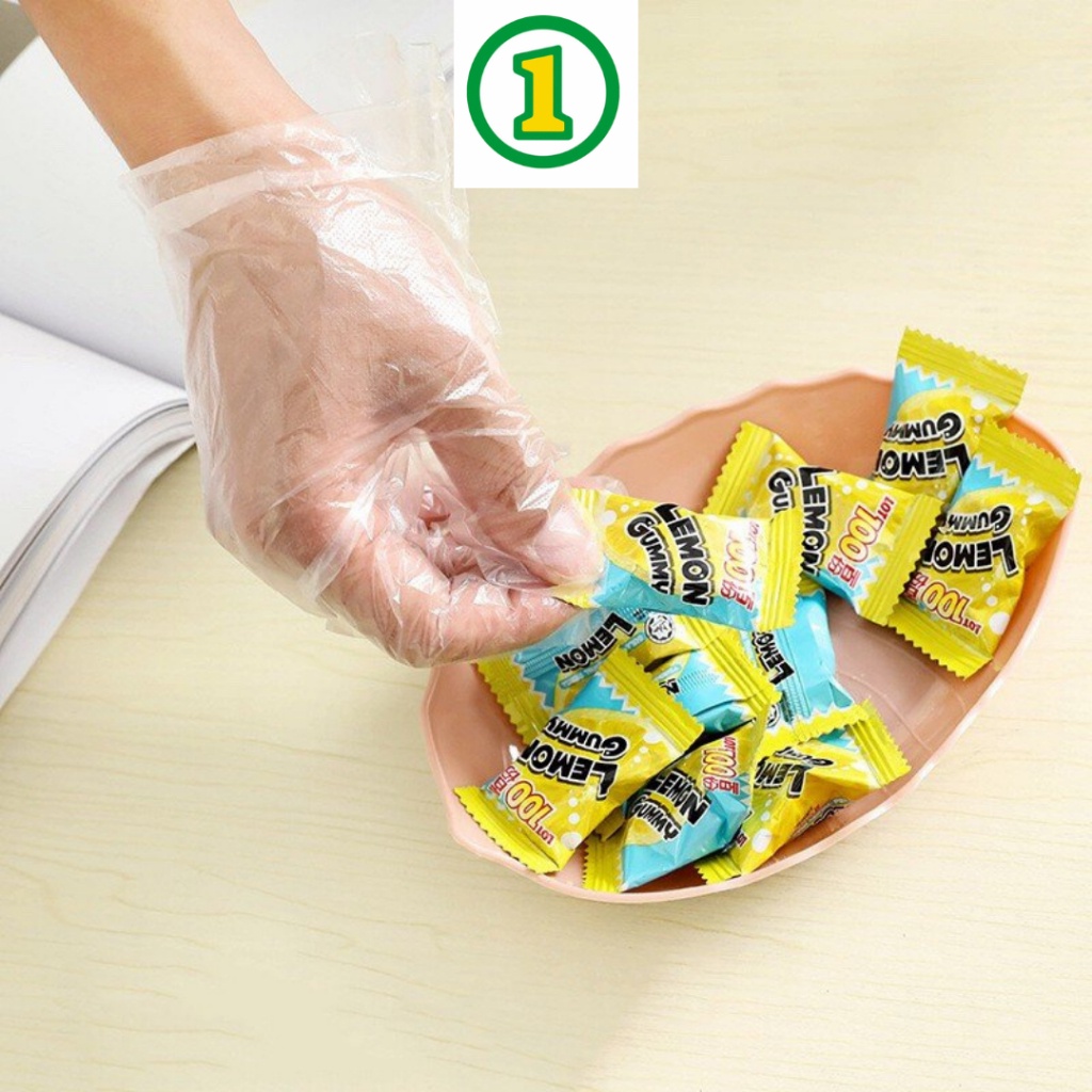 ถุงมือพลาสติกใส PE ฟู้ดเกรด Food Grade 100 ชิ้น ป้องกันเชื้อโรค ใส่ทำอาหาร งานในบ้าน