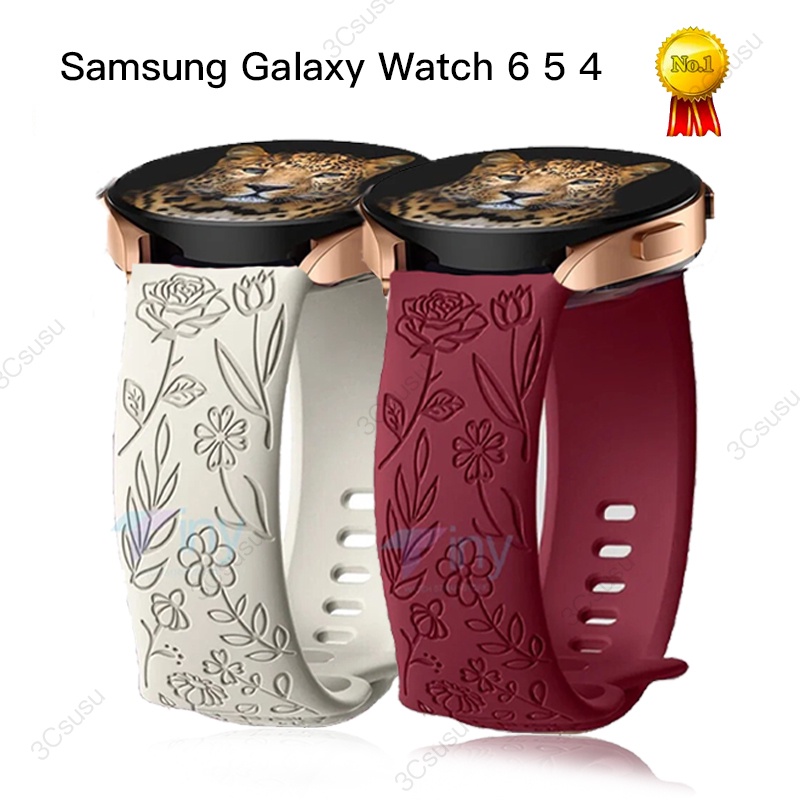 สายนาฬิกาข้อมือซิลิโคน ลายดอกกุหลาบน่ารัก 20 มม. 22 มม. สําหรับ Samsung Galaxy Watch 6 5 4 40 มม. 44 มม. Gear S3 6Classic 43 มม. 5Pro 45 มม. Active 2